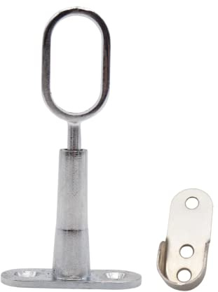 DOJA Barcelona | Support Tringle Penderie | 2 Support pour Barre + 2 Support pour Penderie | Ovale | Zinc-Aluminium et Acier Chromé | pour Armoire Penderie Vetement, Tringle Rideau Plafond, dressing