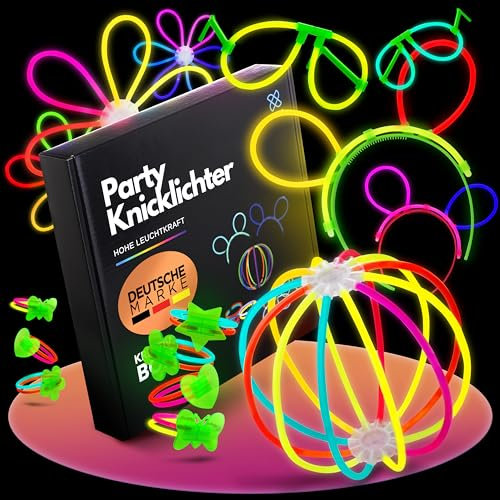 molinoRC RIESEN Knicklichter Party Set - 100 bunte Knicklichter & 130 Verbinder für Armreifen, Brillen, Haarreifen, Bälle und Ohrringe - die ultimative Leuchtstäbe Party Deko für jeden Anlass!