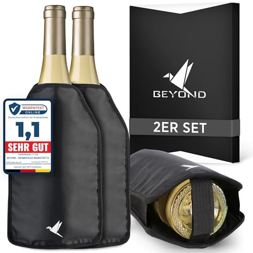 Beyond Lot de 2 manchettes de refroidissement pour vin et champagne - Rafraichisseur de bouteille, Cache bouteille pour les déplacements - Manchon de vin, Refroidisseur de bouteille de vin, Plastique