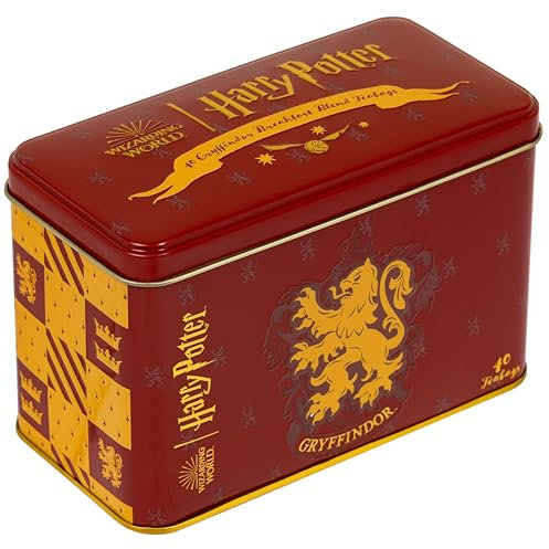 New English Teas Boîte à thé officielle Harry Potter Gryffondor Crest avec 40 sachets de thé pour petit-déjeuner anglais