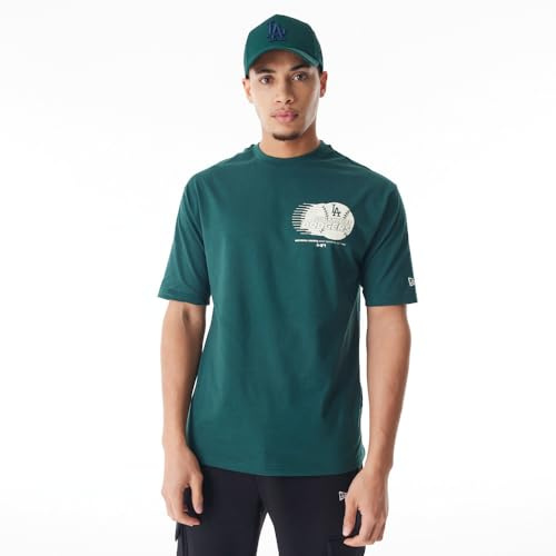 New Era T-Shirt Baseball surdimensionné Los Angeles Dodgers Vert Foncé Off Whitete