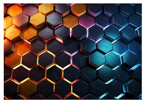 WallArena - Papier peint photo non tissé pour chambre d'enfant - 350 x 250 cm - Motif : garçon de jeu hexagonal - Effet 3D