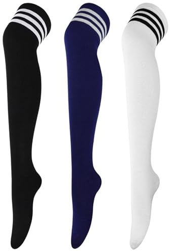 DRESHOW 3 Paia Calzettoni Calze Gambaletto Calzini Lunghi Calzettoni Coscia Scaldamuscoli Stivali Ginocchio Alta Calze di Avvio per Ragazze e Donna