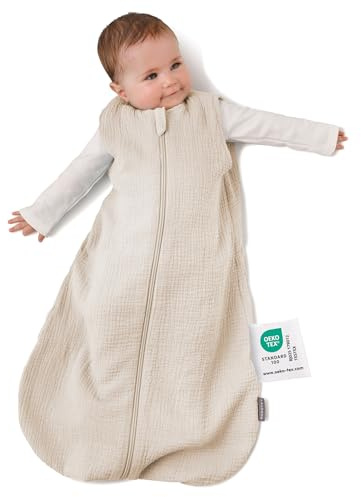 LaLoona Saco Dormir Bebé Algodón 100% - Sacos de Muselina Ligeros sin Mangas para Recién Nacidos - Primera Puesta para Primavera y Verano - ÖkoTex Standard 100-0,5 TOG