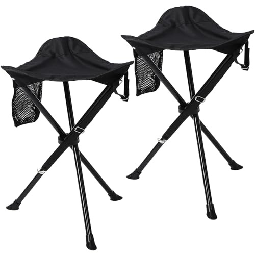 REDCAMP 22.4-inch Tall Tripod Stool Folding,2 Pack Lightweight,Dark Black