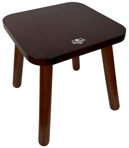BEE&OAK 11 Inch Wooden Step Stools for Adults, Solid Rubber Wood Non-Slip Step Foot Stool, Heavy Duty 300 lbs One Step Stool for Bedroom, Bathroom, Kitchen,Outdoor (Dark-Walnut)