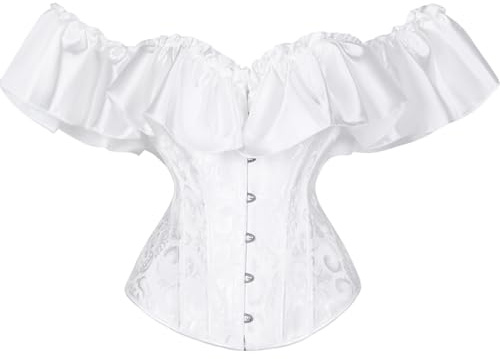Qianderer Corsé con Cordones y Varillas Overbust para Mujer, Lencería Bustier Moldeadora del Cuerpo, Top Entrenador de Cintura, Tops de Disfraz, XS