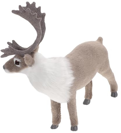 ZUNOXAZ Decoración De Alce Navideño Realista Gris 20 Cm De Resina para Hogar Fiestas Navidad, Adorno Decorativo Resistente para Ambiente Festivo