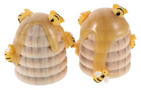 Gatuida Lot de 2 Plateaux Décoratifs en Bois Forme Ruche avec Mini Figurines D’Abeilles, Décorations Alvéolées Rustiques pour Centre de Table Printemps et Fête à Thème Apiculture
