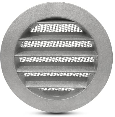 FRESH SPEED 6 inch Grey Round Metal Air Vent - Grille Cover - Built-in Fly Screen Mesh - Vent Covers for Home Kitchen, Bathroom, Office