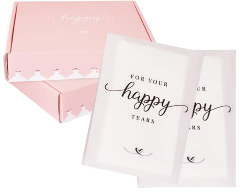 Confezione di 20 fazzoletti per matrimoni per gli ospiti, per le tue lacrime felici, bomboniere per gli ospiti, carta smerigliata, confezioni singole di fazzoletti e articoli per sacchetti di