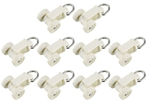 METALLIXITY Curtain Track Rollers (10mm/0.39) 80Pcs, Plastic Twin Wheeled Carriers Drapery Rail Sliding Glider - for Home Window Curtain Tracks