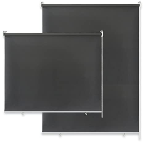 SUBTLETY 140x140cm Senkrechtmarkise Seitenzugrollos ohne Bohren Verdunkelungsrollo Set UV-Schutz Springrollos mit Reflektierende Thermofunktion Außenrollos für Fenster Türen Garten (Anthrazit)
