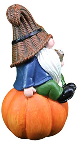 ORFOFE Garden Gnome Figurine Resin Pumpkin Gnome Statue Autumn Harvest Decorative Ornament for Indoor Outdoor Yard Decor