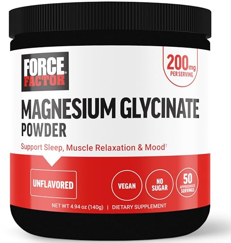 Magnesium Glycinate Powder, Unflavored, 4.94 oz (140 g), Force Factor