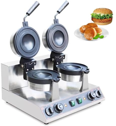 WANGYYDS Macchina per Waffle per Hamburger da 1300W, Macchina per Waffle per Gelato, Macchina per Cucinare Waffle, Temperatura Regolabile 50-300 ℃ Padella Antiaderente,Doublehead