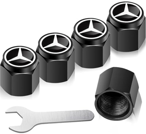 Ruayia Ventilkappen Auto 5 Stück – Aluminium Ventilkappen mit Wrench für stabilen Reifendruck – Robuste Ventilabdeckungen für PKW, SUV, Motorrad und Fahrrad - Stil 3