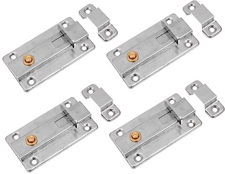 DIYEAH 4pièces Verrous De Porte Coulissante Acier Inoxydable Pour Entrée Maison Lot De Loquets De Sécurité Avec Fonction Antivol Facile à Installer