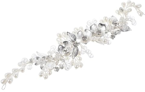 ULTECHNOVO Serrage-Tête Cristal Argenté pour Mariée et Demoiselles D’Honneur Accessoire de Coiffure Mariage Perles Élégantes Ornement Cheveux pour Cérémonie Bal et Fête de Mariage