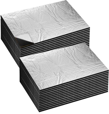 30 tappetini isolanti auto 250 x 180 mm, tappetino isolante fonoassorbente, 5 mm, rotolo autoadesivo per auto, isolamento acustico, resistente all'umidità