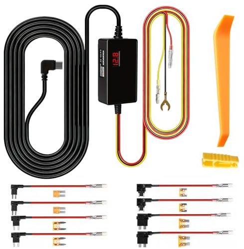 Dash CAM Hardwire Kit 12V 24V a 5V 3A Type-C Hardwire Kit con Pantalla LED