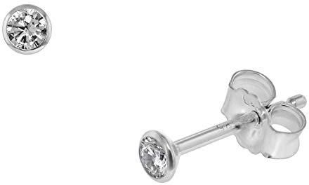 trendor Ohrstecker für Damen und Herren 585 Weißgold 14 Kt Zirkonia 3 mm Ohrringe aus Echtgold, 75101