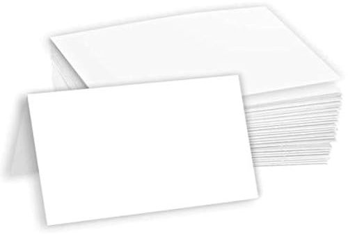 Hamilco White Cardstock Paper for Tent Place Cards – 3.5 x 2, 80 lb Cover, Blank Folded Name & Table Cards, Events & Weddings, 100 Pack