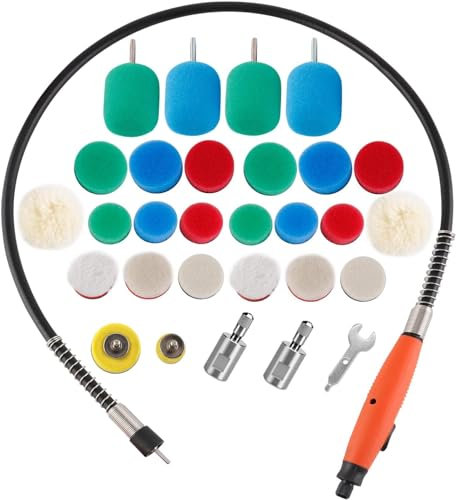 SPTA Albero Flessibile Universale Mini Lucidatrice kit con adattatore per trapano M14, lucidatura pad spugna, Tampone di lana, tilizzato su utensili rotanti/lucidatore, trapano elettrico