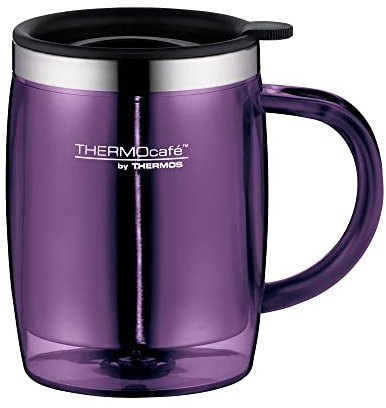THERMOcafé by THERMOS TC DESKTOP CUP lila 0,35l, Isoliertasse aus Edelstahl & Kunststoff, mit Deckel, schwappsicher für Büro, Camping, Bürotasse, passt unter Kaffeeautomat