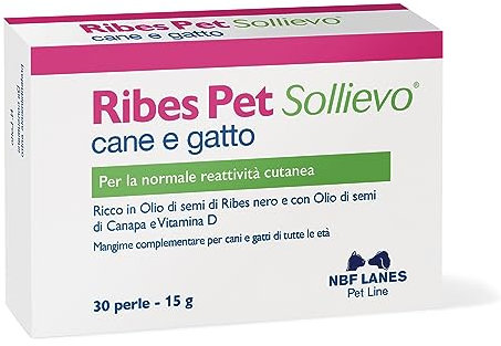 NBF Lanes | Ribes Pet Sollievo Cane e Gatto, 30 Perle Appetibili, per la Normale Reattività Cutanea