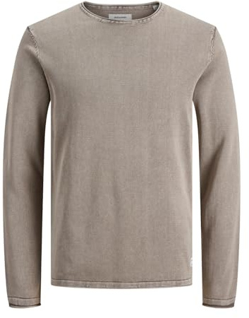 JACK & JONES Herren Strickpullover Rundhals Basic Langarm Sweater Baumwolle Shirt JJEHILL, Crockery, L