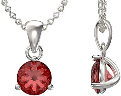 Aeon Birthstone Necklace - January Red Garnet | 925 Sterling Silver & Cubic Zirconia | Polishing Cloth Included | Jewellery Gifts