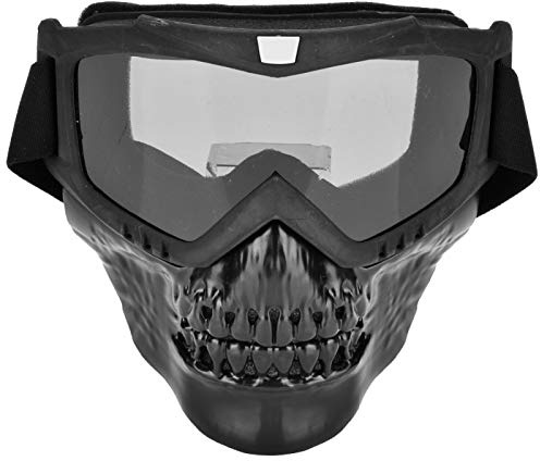 Crâne Moto Lunettes, Masque Course Détachables Filtre Au Niveau Bouche Casque Vintage Anti Buée Coupe Vent équitation Soleil ATV Dirt Bike Hors Route Motocross Racing Verres Gris Femmes Hommes