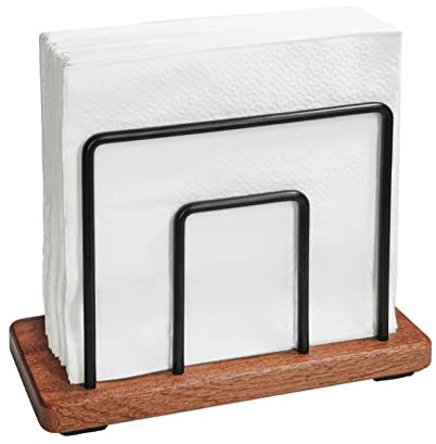 Serviettenhalter aus Metall & Hölzerne Braune Serviettenspender für Tisch Küchenzubehör – Restaurantdekoration Barzubehör und Dekoration (Schwarz)