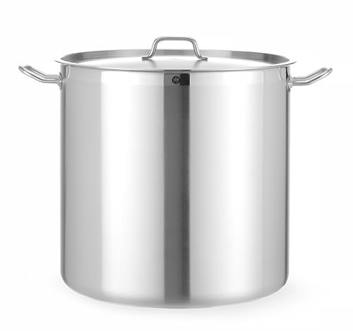 HENDI Marmite, haute, couvercle avec trous de vapeur, pot de cuisson, casserole, braisière, faitout, convient à toutes les sources de chaleur, lavable au lave-vaisselle, 70L, ø450x(H)450mm, inox