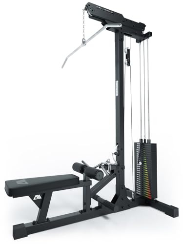 ATLETICA Latzug mit Ruder-Station| Studioqualität | 125 kg Steckgewicht | Zur Stärkung des Rückens und Bizeps | Hochwertige Materialien und Ausstattung