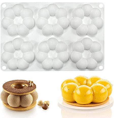 Moules à gâteaux en mousse française en silicone, ustensiles de cuisson 3D bricolage moule à bougie de savon au chocolat, 6 trous beignet à pétales