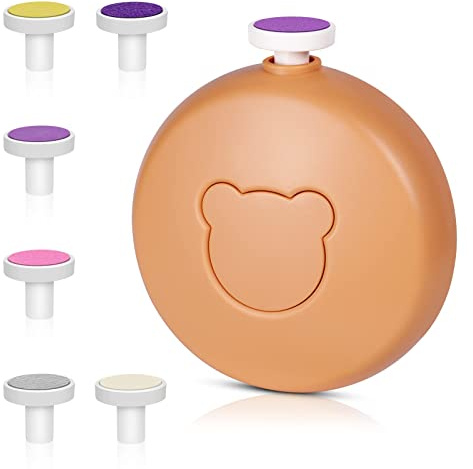 Vicloon Lime à Ongles Électrique pour Bébé,kit de Coupe-Ongles Électrique pour Bebe Alimenté par Pile avec 6 Têtes de Meulage pour Nouveau-né,Nourrisson,Enfants