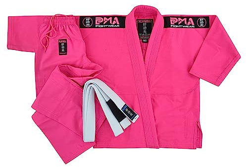 Playwell Kinder Pink Pro Mädchen Elite BJJ GI Uniform, inklusive weißem Gürtel, rose, M2