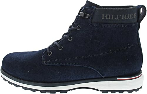 Tommy Hilfiger Botas Hombre Corporate Outdoor Suede Boot de piel, Azul (Desert Sky), 44