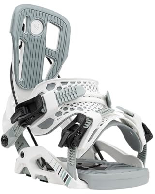 Nidecker Flow Fuse Fixations de Snowboard – Blanc – Speed-Entry Fusion PowerStrap et Plaque de Base en Nylon rempli de Verre – Taille M