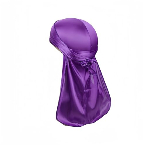 Proumhang Durag Cola Larga,Bandana Unisex Durag 360 Waves,Sombrero Turbante,Tirantes Anchos,Bandana Pirata,Mujeres y Hombres Hip-hop Decoración Diaria,Morado