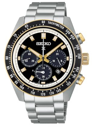 Seiko Prospex Speedtimer Chrono SSC941P1 Men's solar Watch, Steel, Black Background, Gold Finishing