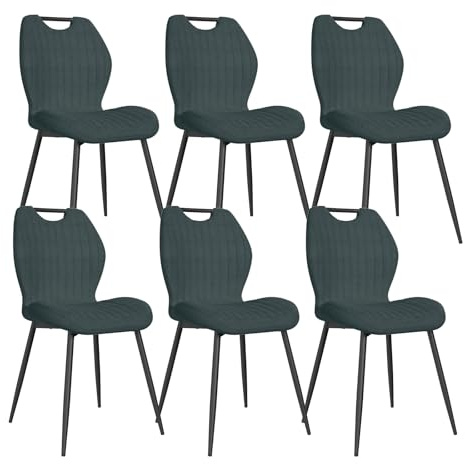 JIJIAN Lot de 6 Chaises de Salle à Manger, Chaise de Cuisine, Chaise tapissée, Chaises de Salon, Dossier en Tissu et Pieds en Métal, Idéales pour Salle à Manger, Cuisine, Salon, Gris Foncé