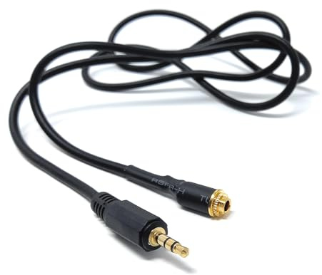 DRUT Panel Mount 3.5mm Male to Female Extension Cable Adapter – 1/8 TRS Stereo Connector with Locking Nut for Headphones, Microphones, Speakers, DJ & DIY Audio Projects (1m)