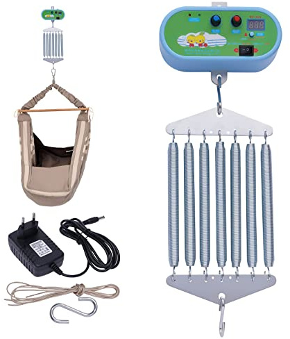 Control de cuna eléctrico colgante, 8 W ajustable, columpio eléctrico para bebé, controlador con temporizador, 7 unidades de resorte para cuna y hamaca de bebé de hasta 19 kg