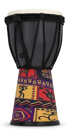 Mini Tambour Djembé, Tambour à Main Africain en Peau de Chèvre Artificielle de 4 Pouces, Design Peint, pour Adultes Débutants