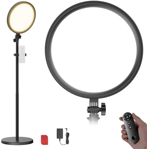 NEEWER BASICS Ring Light Grande 30cm 24W con Stand 68/Portatelefono/Telecomando per iPhone Video Selfie Streaming Trucco Fotografia Studio, 3000K-6500K CRI98 Luce Pannello LED a Schermo Intero, BR13