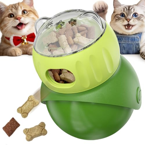 KADTC Wobble Treat Dispenser Ball for Indoor Cat & Mini Dog Enrichment Toy Interactive Slow Feeder, Kitten Stimulating Puzzle Toys