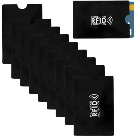 9Pcs Fundas Antipiratería para Tarjetas Bancarias, Protector de PVC, para Tarjetas de Crédito, Tarjetas de Identificación y Tarjetas Bancarias (Funda Negra para Tarjetas RFID)